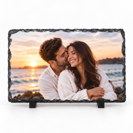 Kişiye özel çift fotoğrafı baskılı doğal taş 20x30 cm
