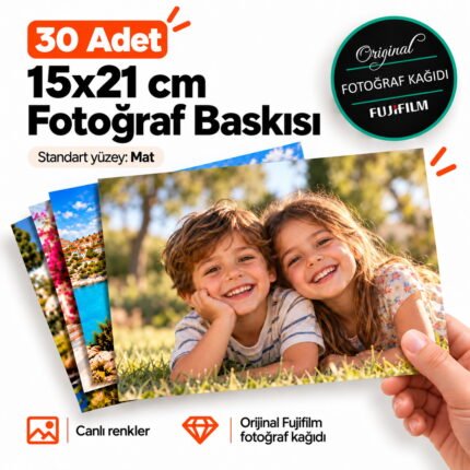 15x21 fotoğraf baskısı 30 adet Fujifilm profesyonel fotoğraf baskısı